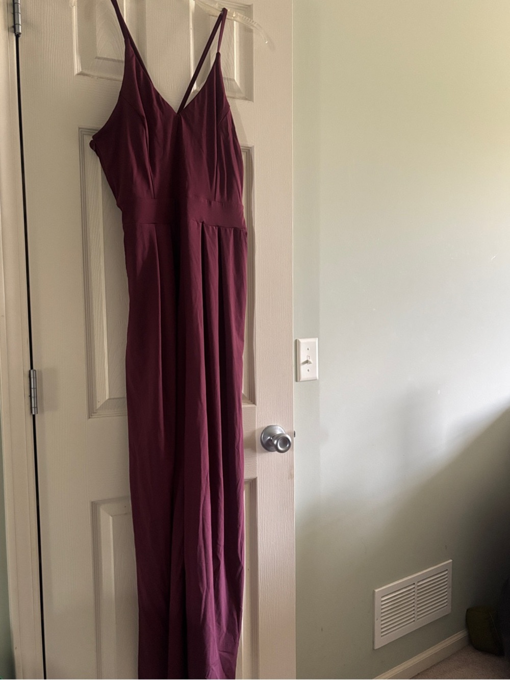 HALARA Burgundy Spaghetti-Strap Jumpsuit